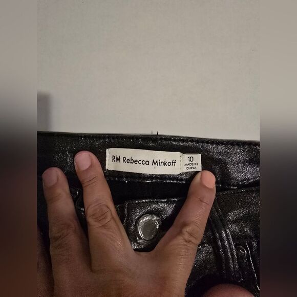 Rebecca Minkoff Black Metallic Pants Size 10 - Picture 6 of 11